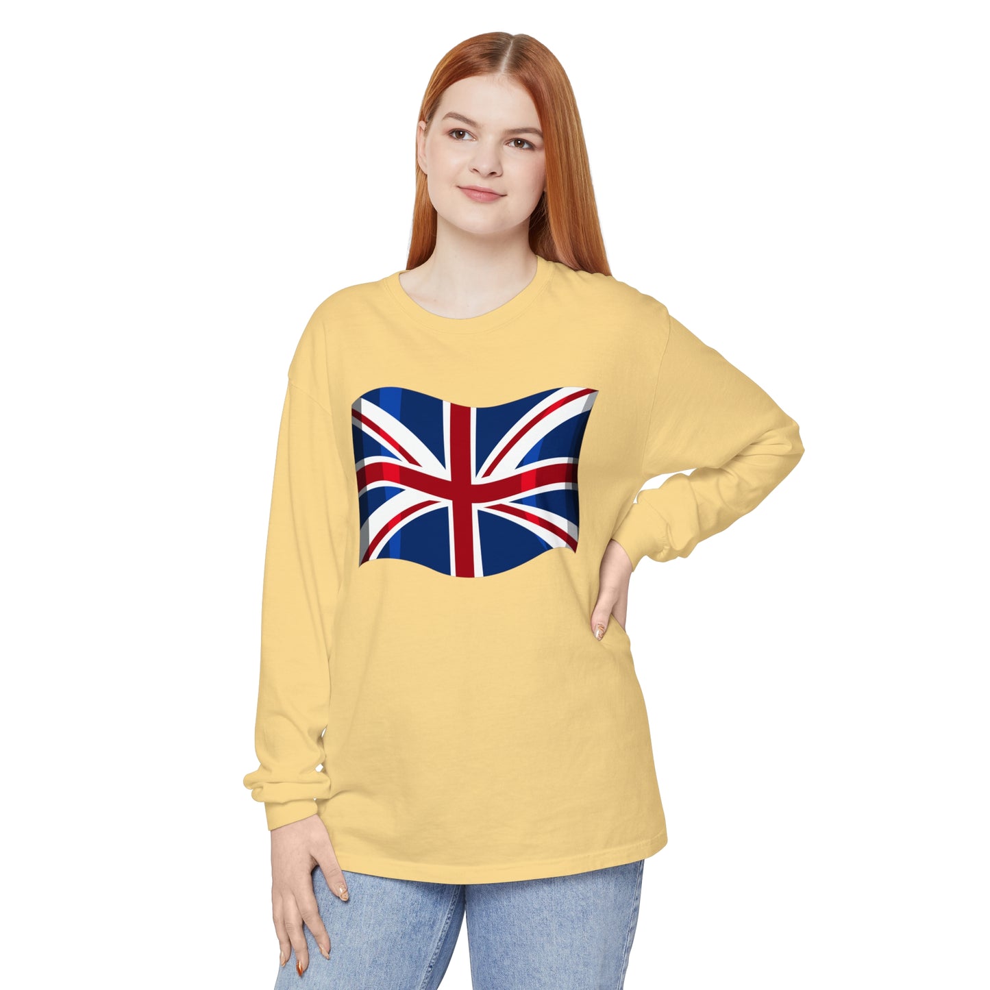Unisex Garment-dyed Long Sleeve T-Shirt - British UK flag