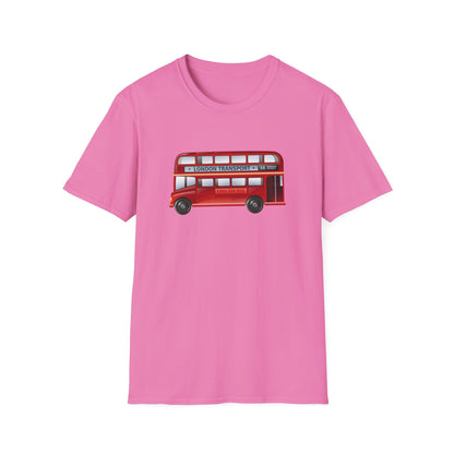 London Transport English Bus - Iconic Red Double-Decker Relaxed Unisex Softstyle T-Shirt