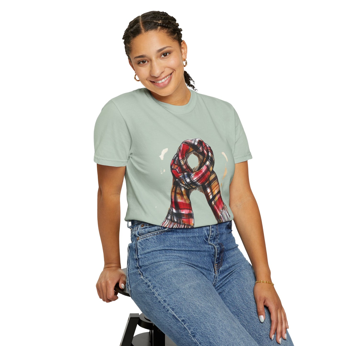 Unisex Garment-Dyed T-shirt - Classic British Plaid Scarf Design