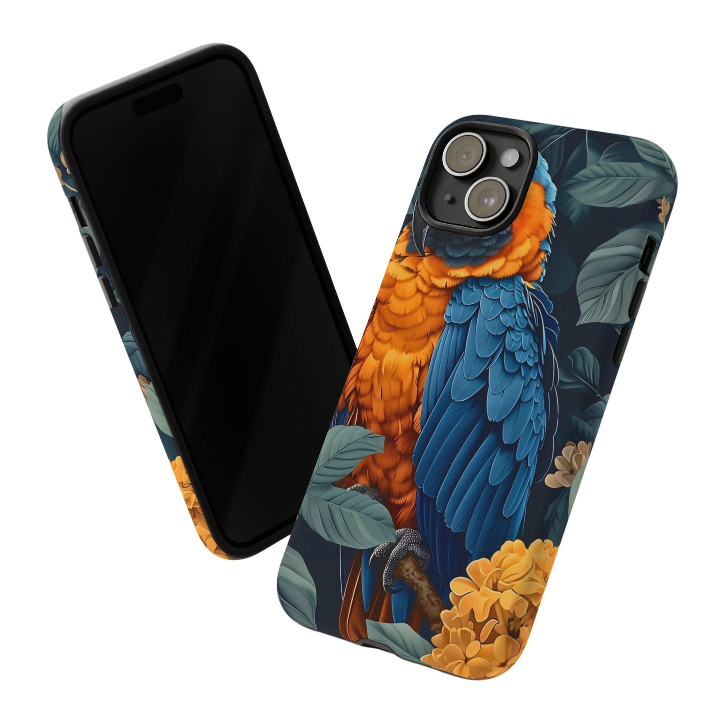 Tropical Parrot Phone Case - Tough Cases, Colorful Phone Cover, Nature Lover Gift, Floral Design, Bird Lover Accessory