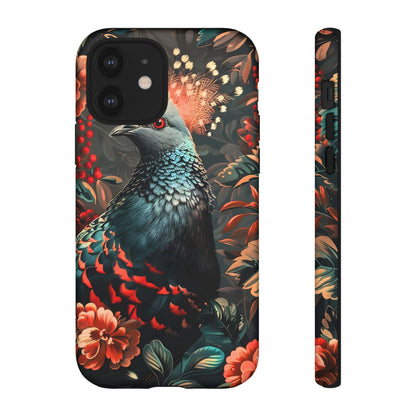 Floral Peacock Phone Case, Tough Cases, Artistic Phone Cover, Unique Gift, Nature Lover Accessory, Protective Case