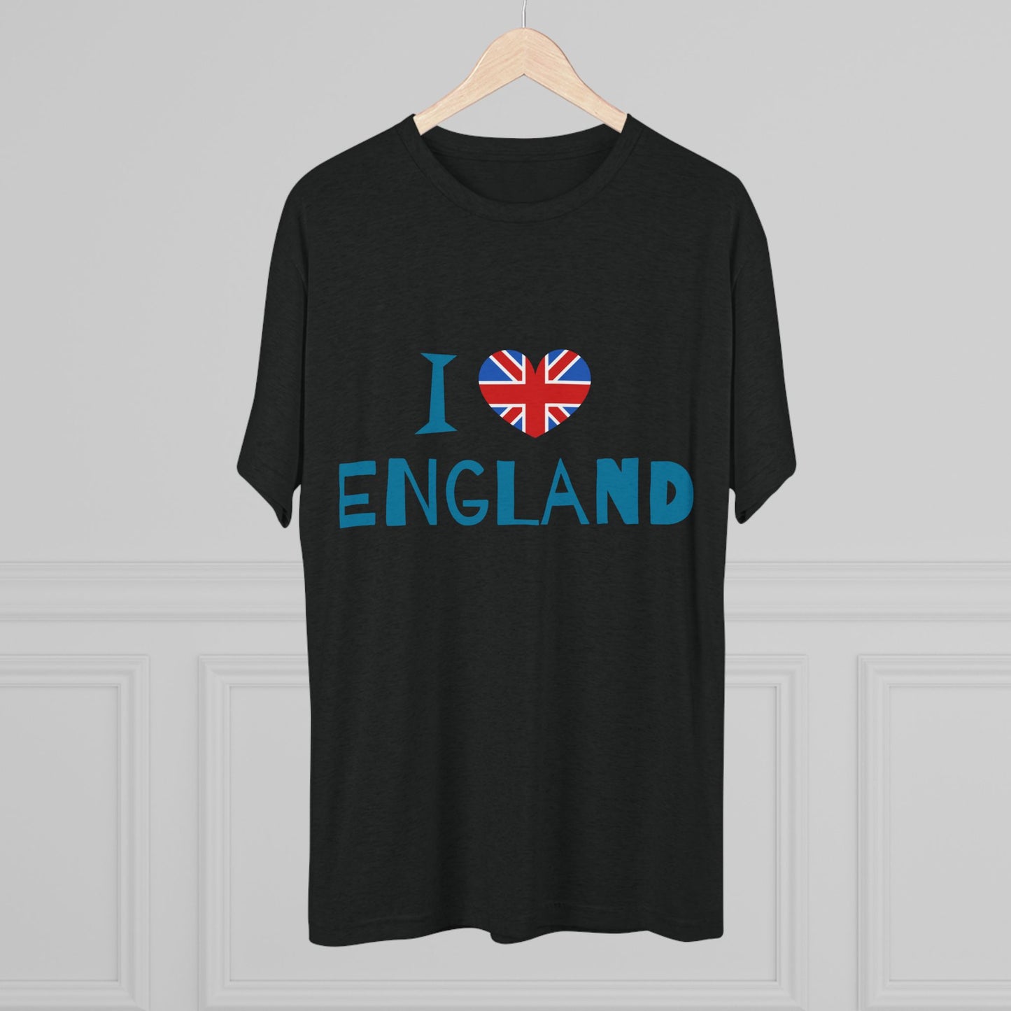 I Love England - Union Jack Heart Trendy Unisex Tri-Blend Crew Tee