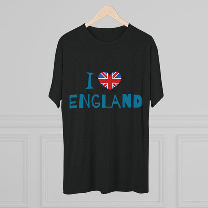 I Love England - Union Jack Heart Trendy Unisex Tri-Blend Crew Tee
