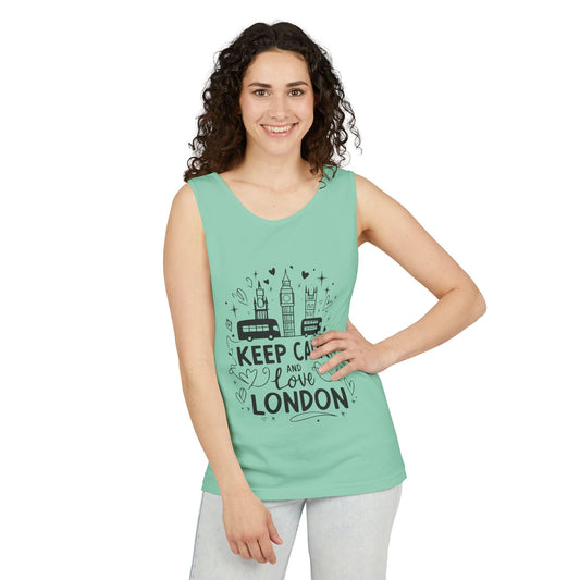Unisex Garment-Dyed Tank Top - Keep Calm And Love London