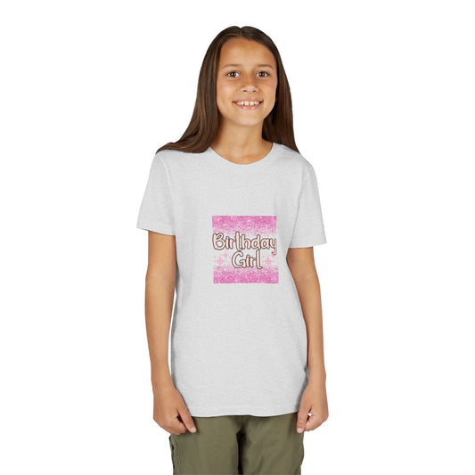 Youth Short Sleeve Tee - Pink and Black Leopard Birthday Girl Graphic