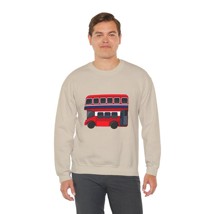 Unisex Heavy Blend™ Crewneck Sweatshirt Trendy - London Transport Red Double-Decker Bus