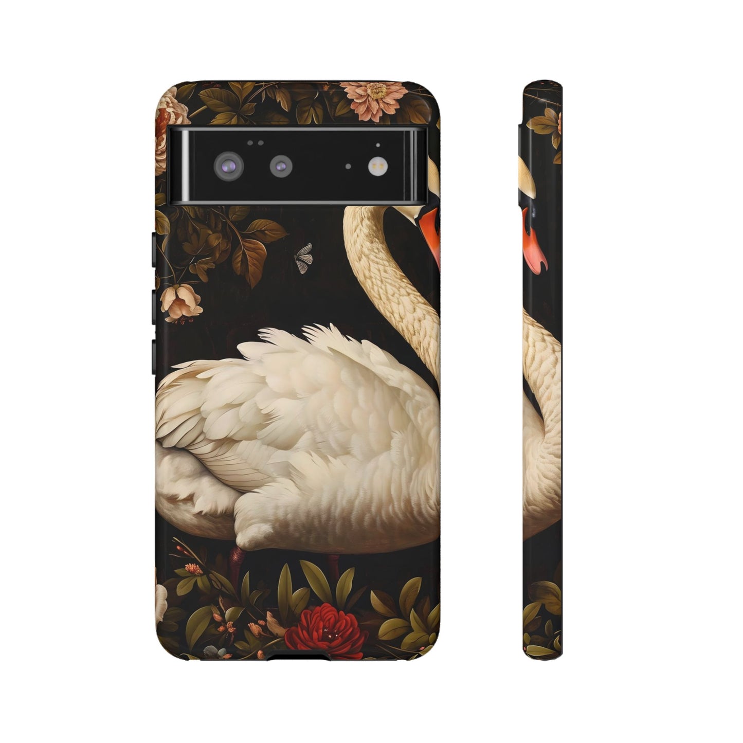 Elegant Swan Phone Case, Floral iPhone Cover, Tough Phone Case, Gift for Her, Nature Lover, Mother's Day, Birthday