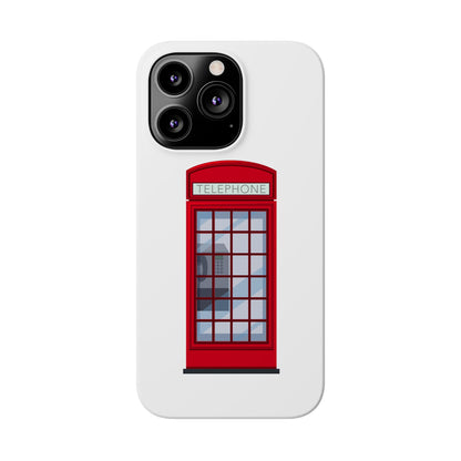British Phone Booth Slim Phone Cases, Retro Phone Case for Travelers, Cool Cellphone Accessory, Gift for Brits, London Theme Tech Gear