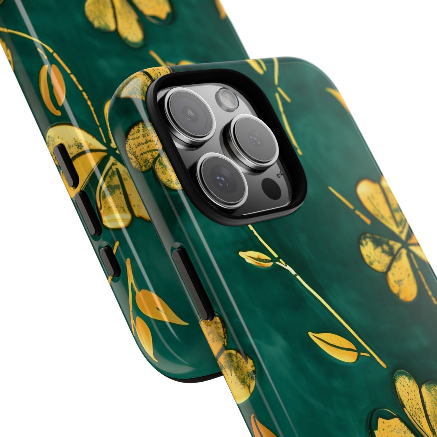 Floral Phone Case with Gold Accents, Tough Phone Cover, Stylish Phone Protector, Unique Gift for Her, Nature Lover Accessory