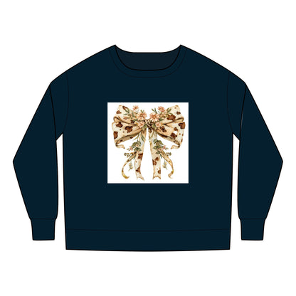Toddler Sweatshirt - Country Style Cow Print Bow with Wildflowers - Cozy & Adorable for Celebrations