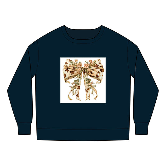 Toddler Sweatshirt - Country Style Cow Print Bow with Wildflowers - Cozy & Adorable for Celebrations