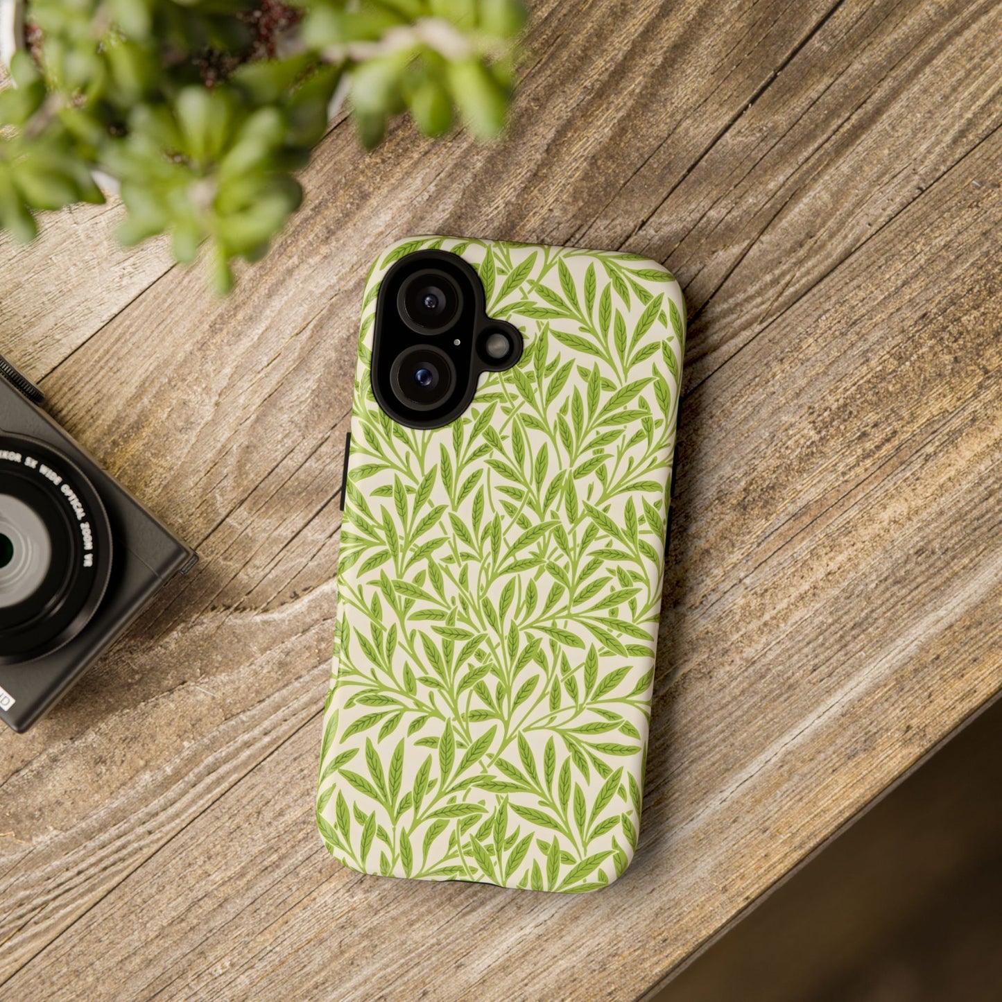 Green Leaf iPhone Case, Tough Cases, Botanical Phone Protection, Eco-Friendly Cover, Nature Lover Gift, Trendy Cell Phone Accessory