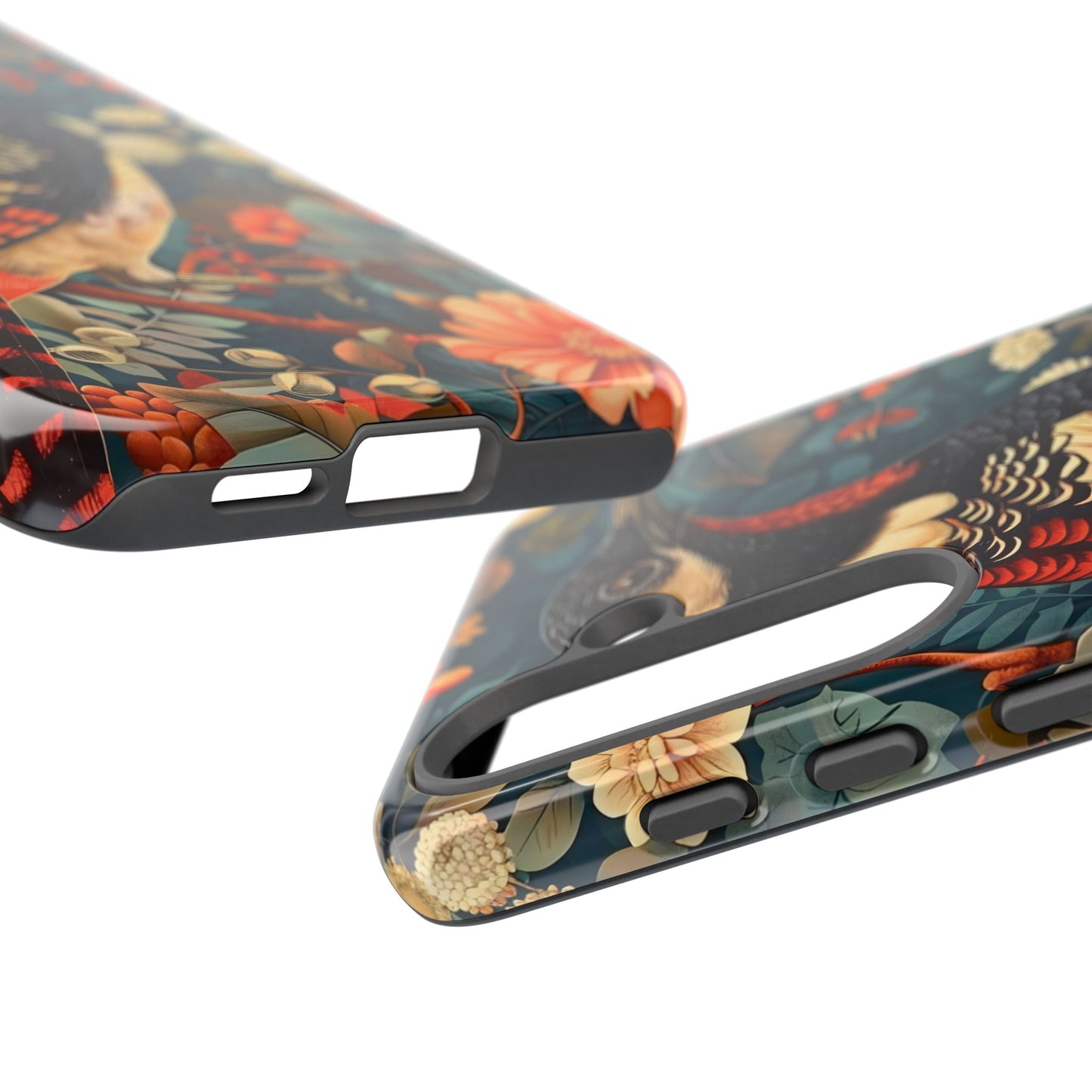 Nature-Inspired Phone Case with Floral Art, Tough Phone Cover, Protective Case, Gift for Nature Lovers, Unique Phone Accessory