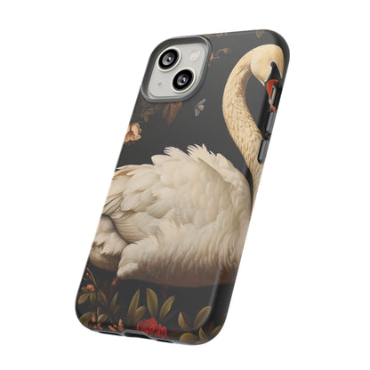 Elegant Swan Phone Case, Floral iPhone Cover, Tough Phone Case, Gift for Her, Nature Lover, Mother's Day, Birthday