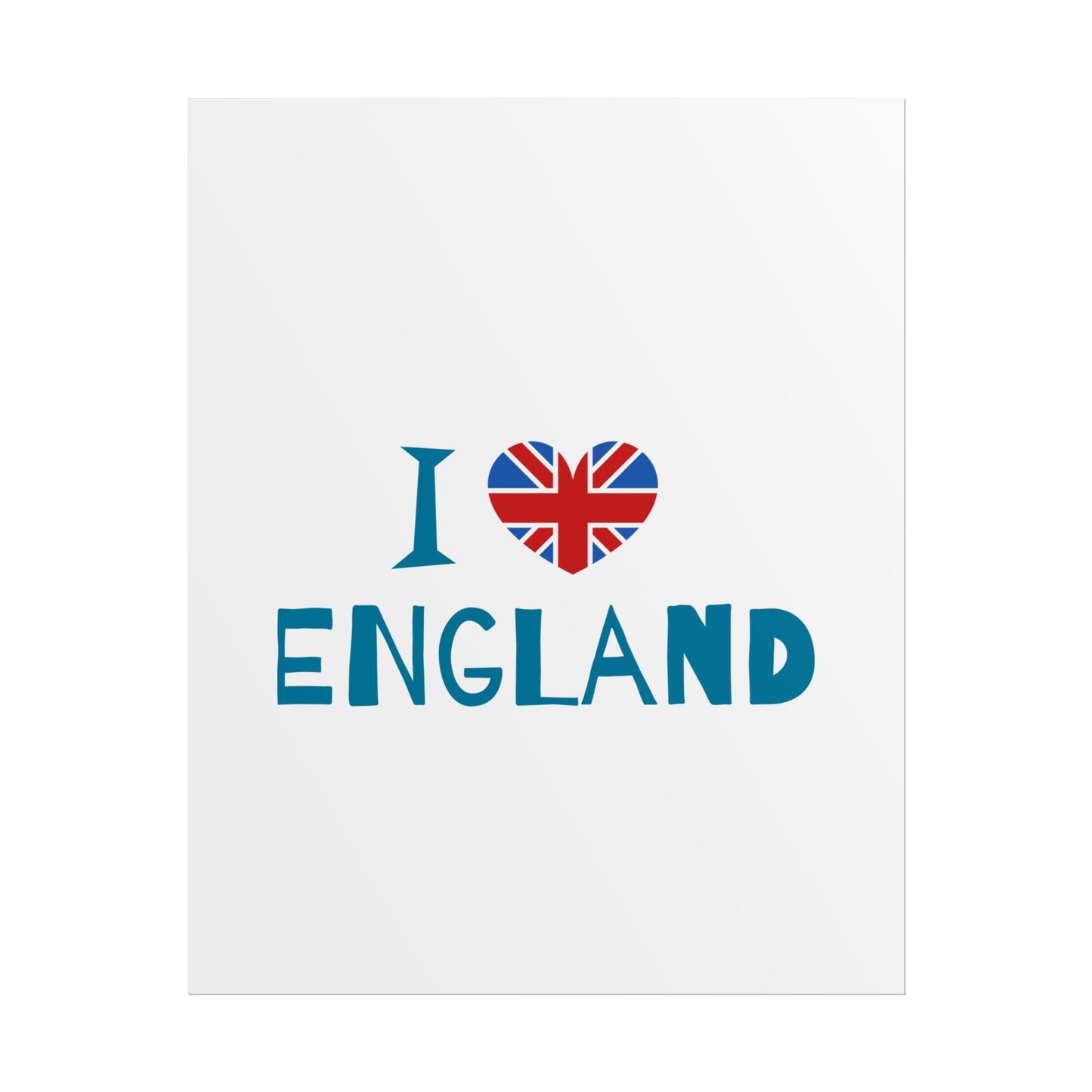 I Love England Rolled Poster - UK Travel Decor, Gift for Britains, Wall Art for Home, London Souvenir, Love England