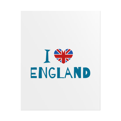 I Love England Rolled Poster - UK Travel Decor, Gift for Britains, Wall Art for Home, London Souvenir, Love England