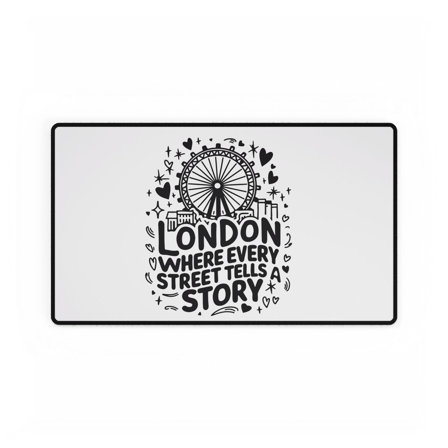 London Story Desk Mat - Inspirational Office Decor, Gift for Travelers, Custom Mouse Pad, Desk Accessories, Unique Home Office