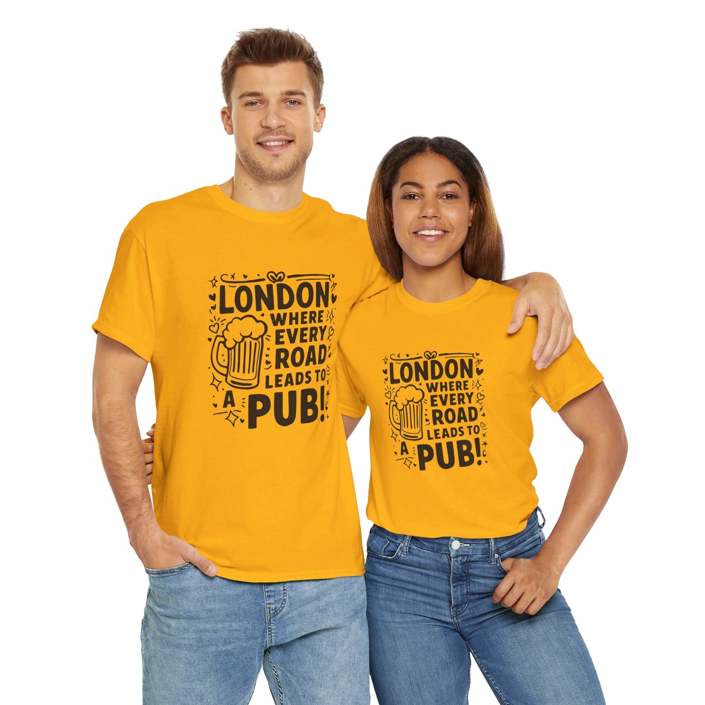 London Where Every Road Leads To Pub Soft-touch Unisex Heavy Cotton Tee