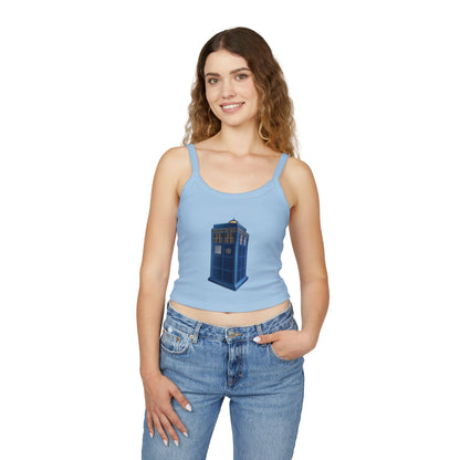 Women's Spaghetti Strap Tank Top - British Police Public Call Box - Iconic TARDIS Design