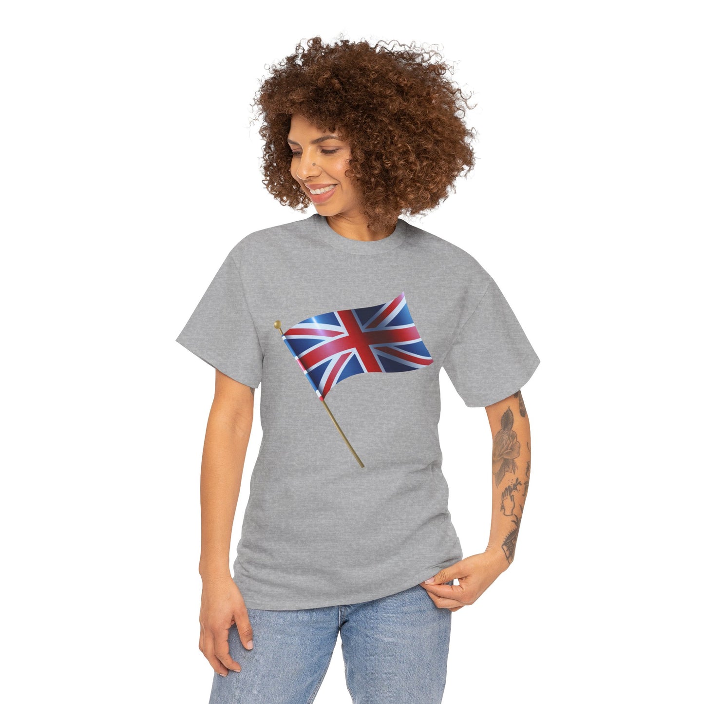 Unisex Heavy Cotton Tee - Classic UK Flag Design - Union Jack Symbol