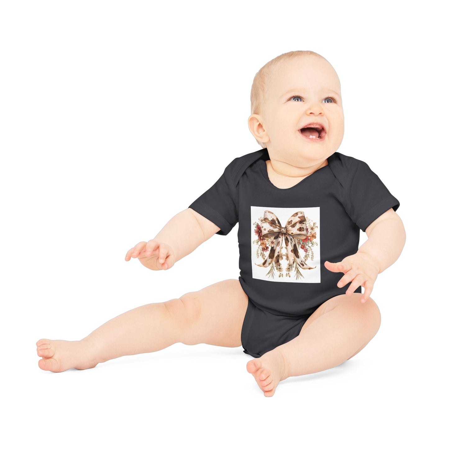 Floral Bow Baby Organic Bodysuit