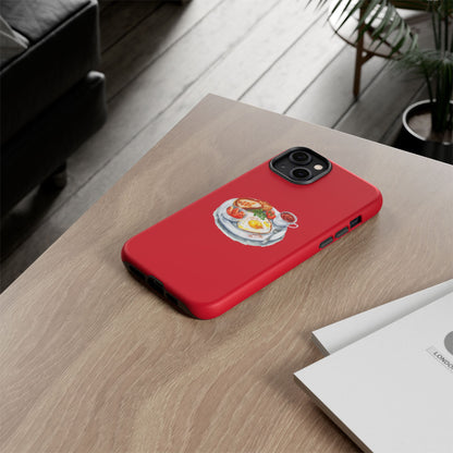 Breakfast-Inspired Phone Case, Tough Phone Covers, Foodie Gifts, Unique Accessories, Cute Kitchen Decor, Red Phone Case