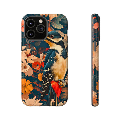 Artistic Bird Phone Case, Unique Tough Cases for Nature Lovers, Floral Design, Cute Gift, Customized Phone Accessories