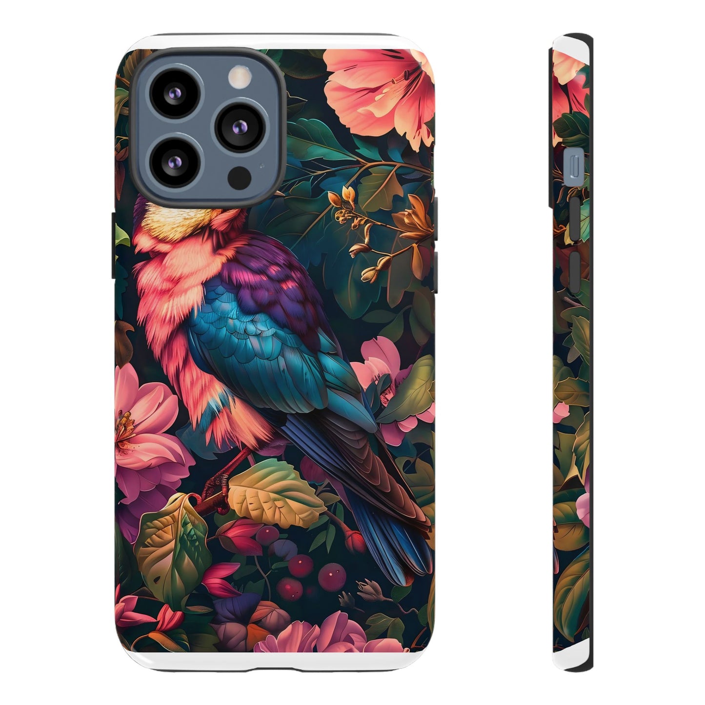 Tough Cases: Vibrant Tropical Bird Phone Case, Floral Smartphone Cover, Nature Lover Gift, Boho Phone Accessory, Cute Bird Case