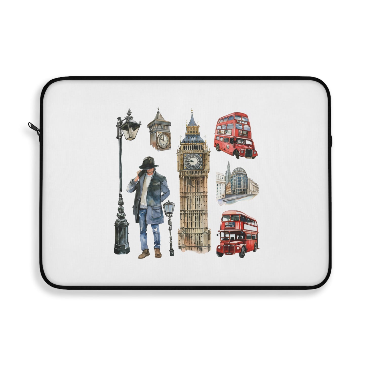 London-Inspired Laptop Sleeve, Stylish Computer Case for Travelers, Gift for Students, Unique Office Accessory, Cozy Design for Tech Lovers