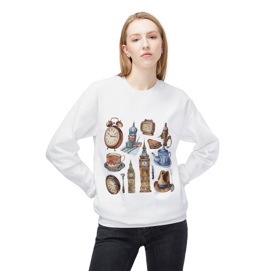Unisex Midweight Softstyle Fleece Crewneck Sweatshirt - Cultural Touchstones - Iconic England Designs