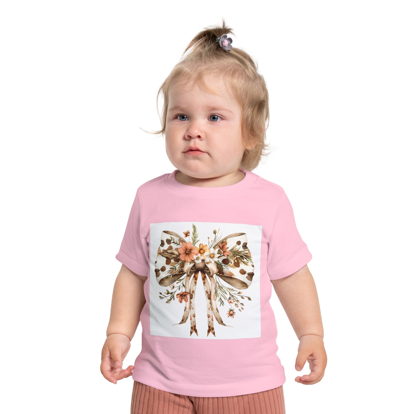 Floral Bow Baby T-Shirt - Adorable Short Sleeve Top for Little Ones