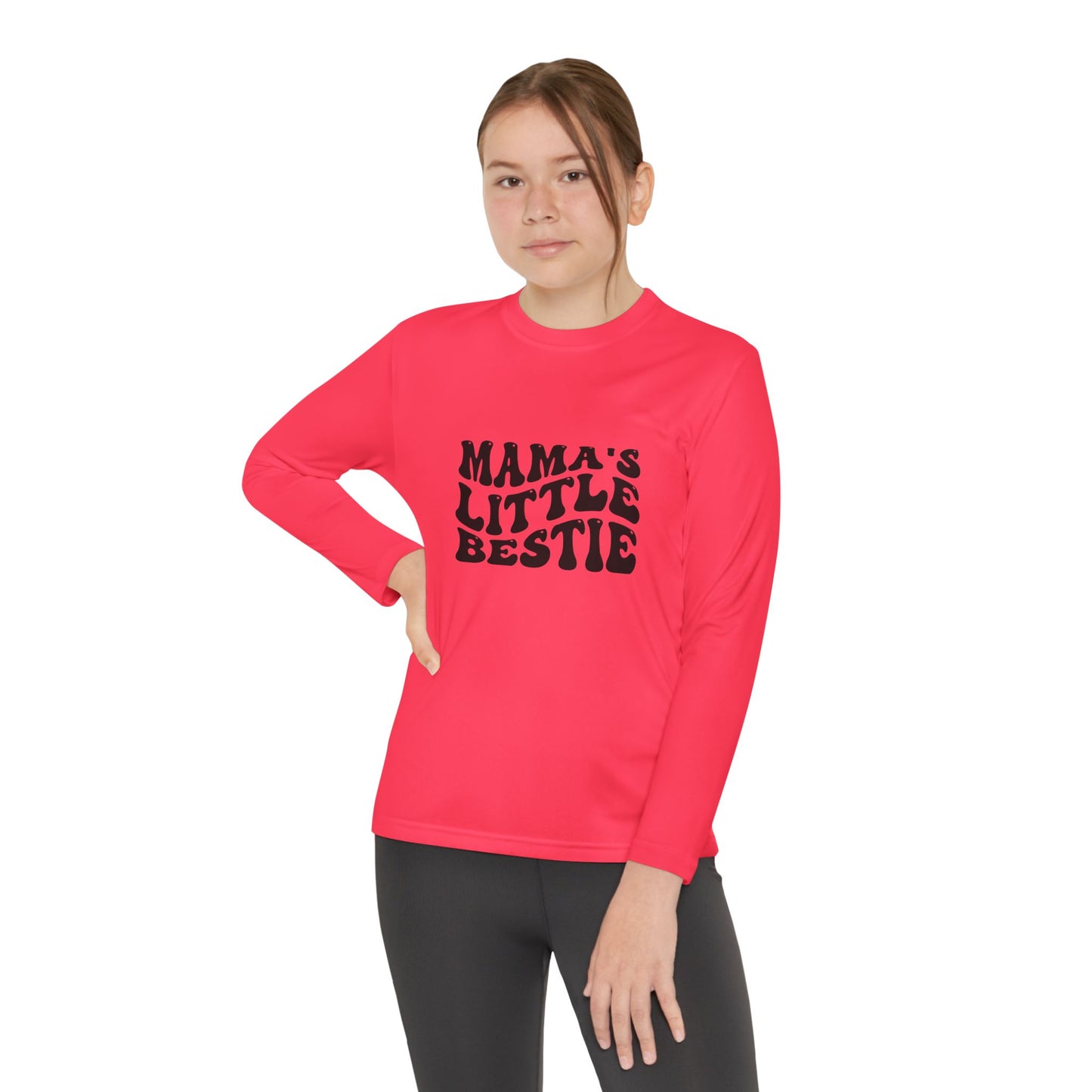 Youth Long Sleeve Competitor Tee - Mama's Little Bestie SVG PNG Design
