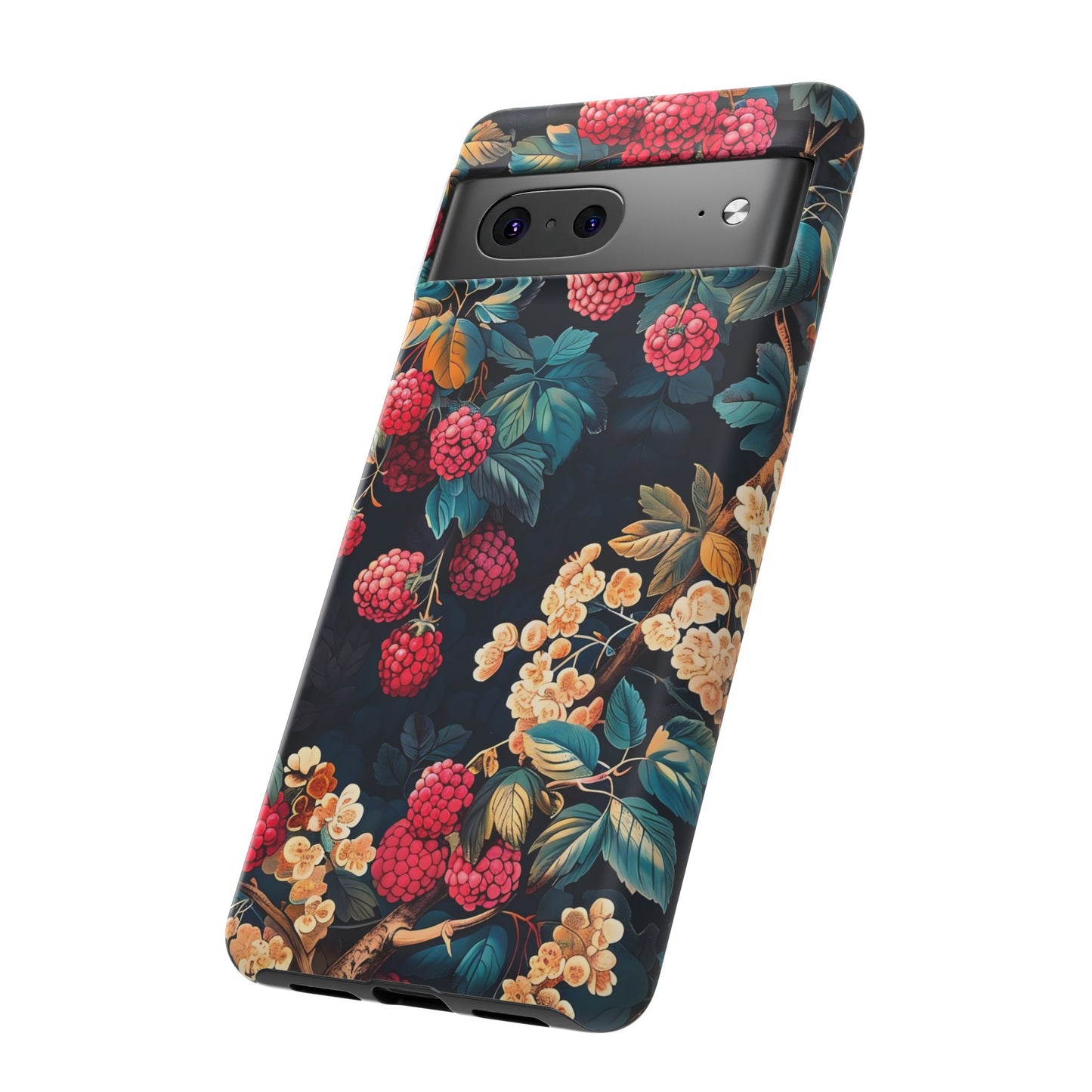 Floral Phone Case with Berry Design, Durable Phone Cover, Floral Print, Gift for Plant Lovers, Nature-Inspired Accessory