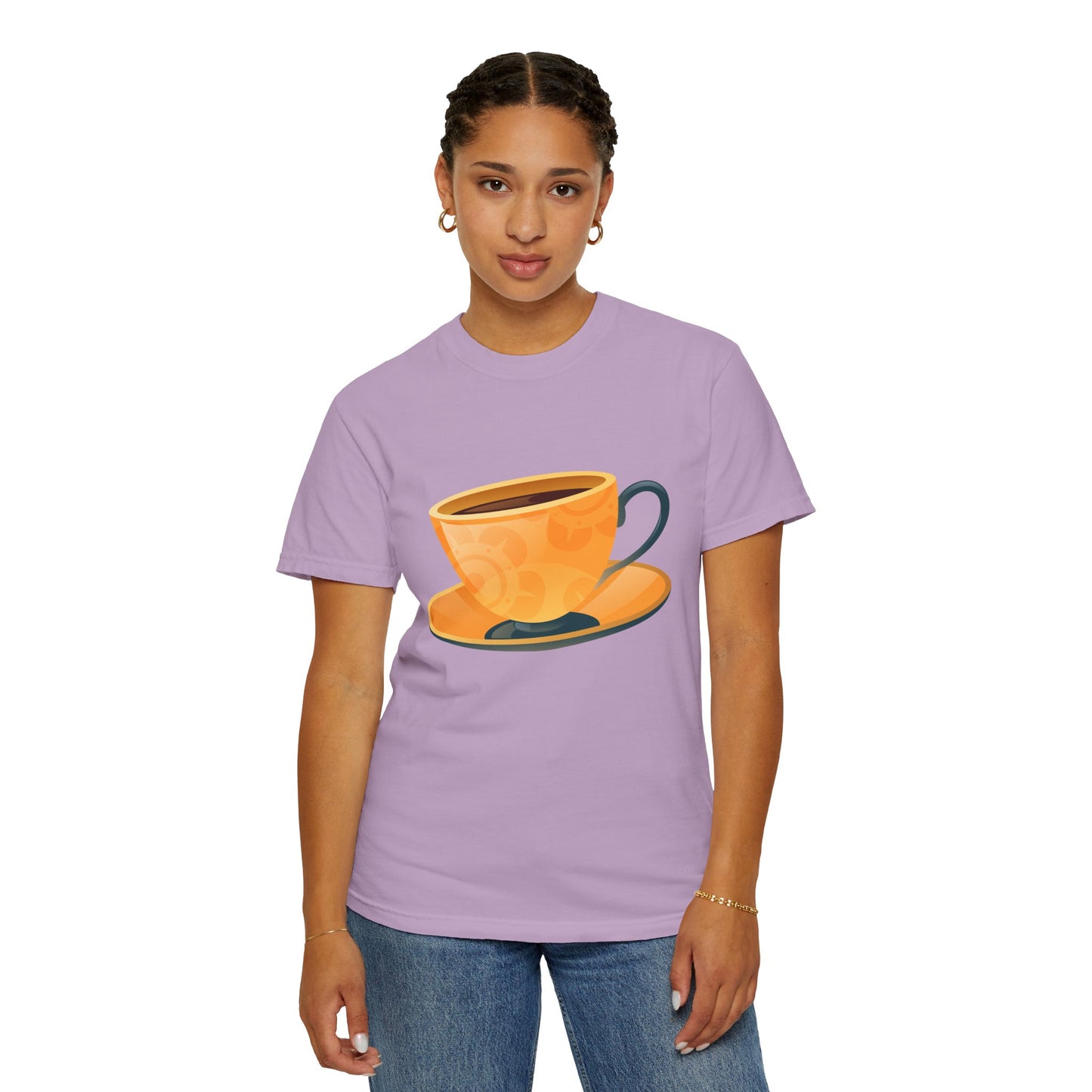 Unisex Garment-Dyed T-shirt - Elegant British Tea Cup - Classic Tea Time Style
