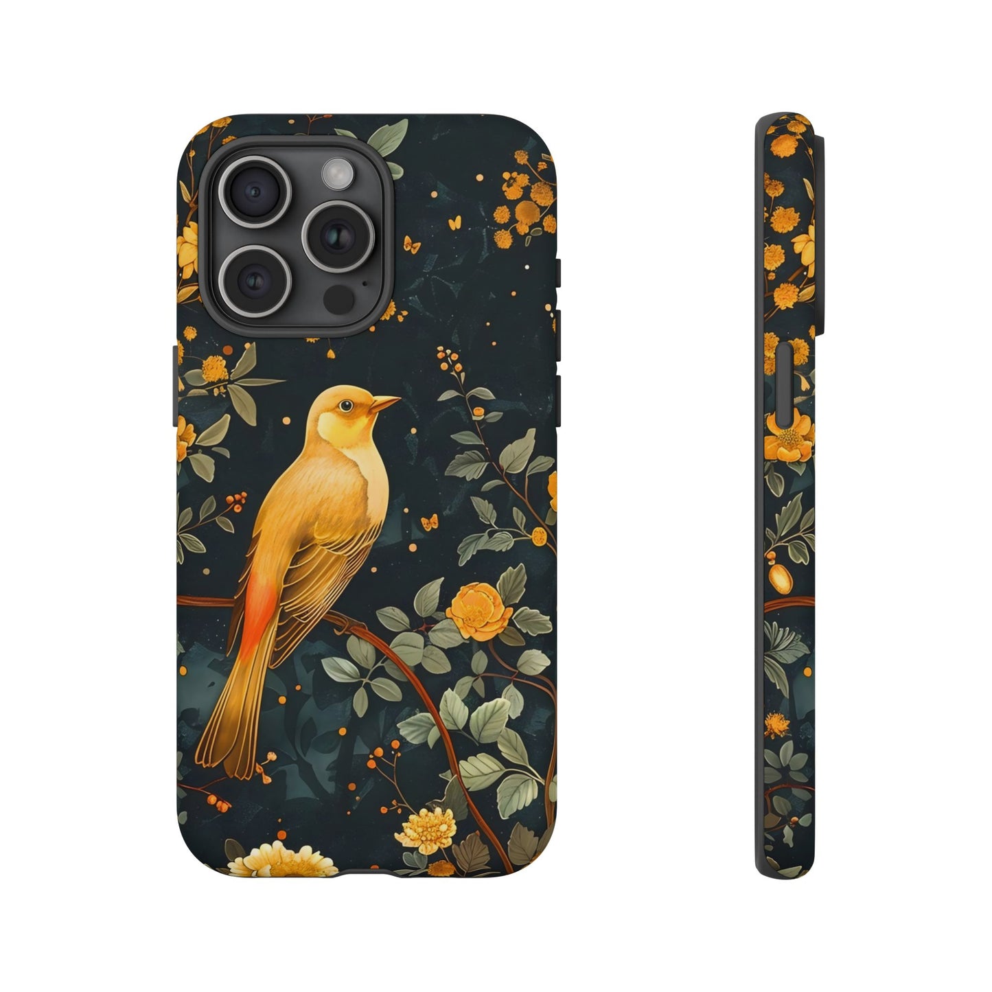 Floral Phone Case, Tough Cases with Bird Design, Nature Lover Gift, Stylish Protection, Birthday Present, Floral Phone Cover