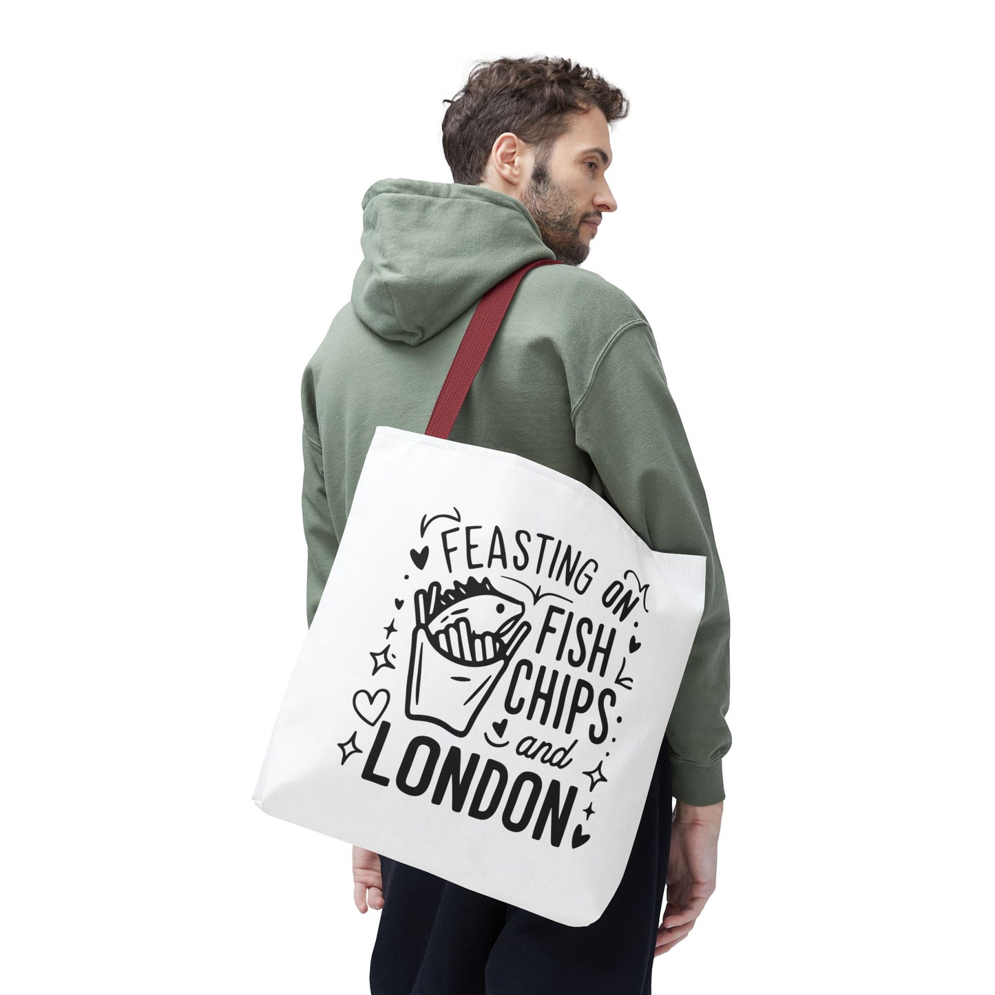 Fish & Chips London Tote Bag, Funny Tote, Gift for Food Lovers, Eco-Friendly Bag, Perfect for Travel & Grocery