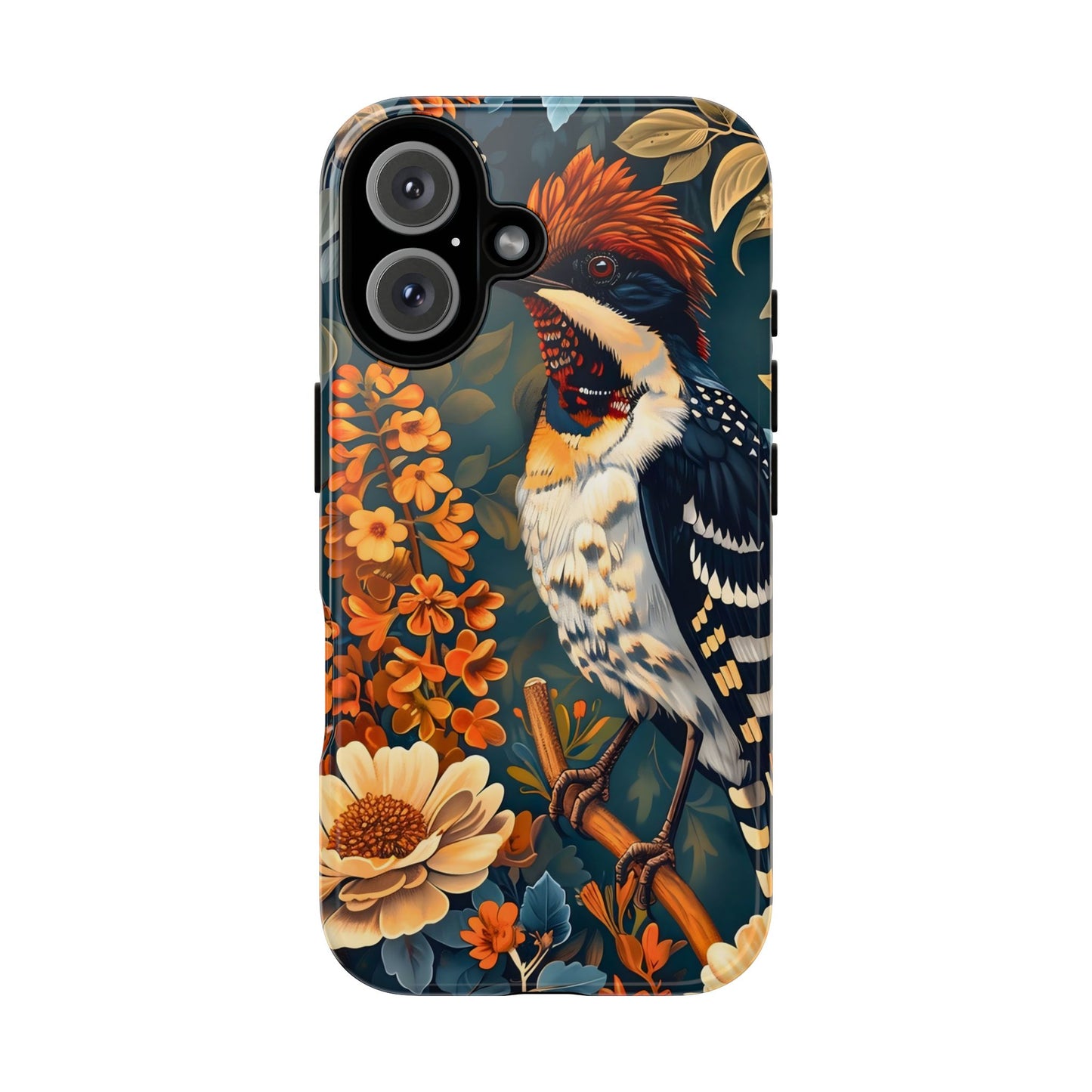 Tough Cases: Floral Bird Phone Case, Vintage Style Cover, Nature Lover Gift, Botanical Design, Spring Inspire Fashion