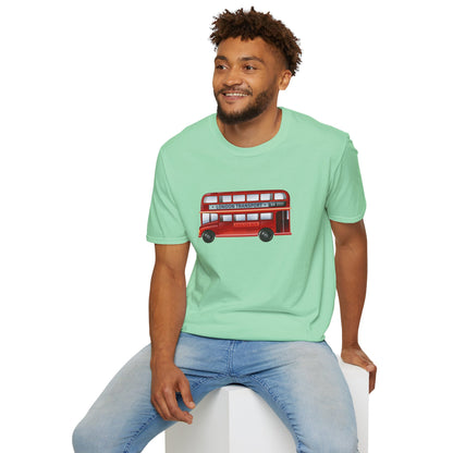 London Transport English Bus - Iconic Red Double-Decker Relaxed Unisex Softstyle T-Shirt