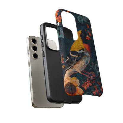 Colorful Bird Phone Case, Floral Phone Cover, Tough Phone Protector, Nature Lover Gift, Botanical Case, Unique Mobile Accessory