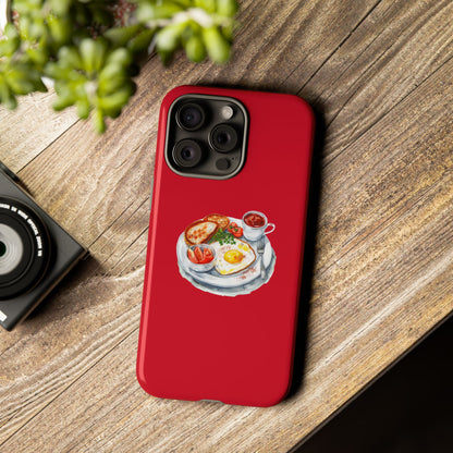 Breakfast-Inspired Phone Case, Tough Phone Covers, Foodie Gifts, Unique Accessories, Cute Kitchen Decor, Red Phone Case