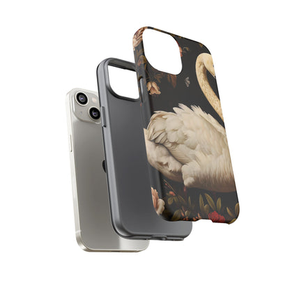 Elegant Swan Phone Case, Floral iPhone Cover, Tough Phone Case, Gift for Her, Nature Lover, Mother's Day, Birthday