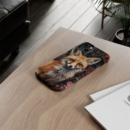 Fox Floral Phone Case, Tough Cases for Animal Lovers, Nature Themed Gift, Cute Phone Cover, Wild Fox Protector