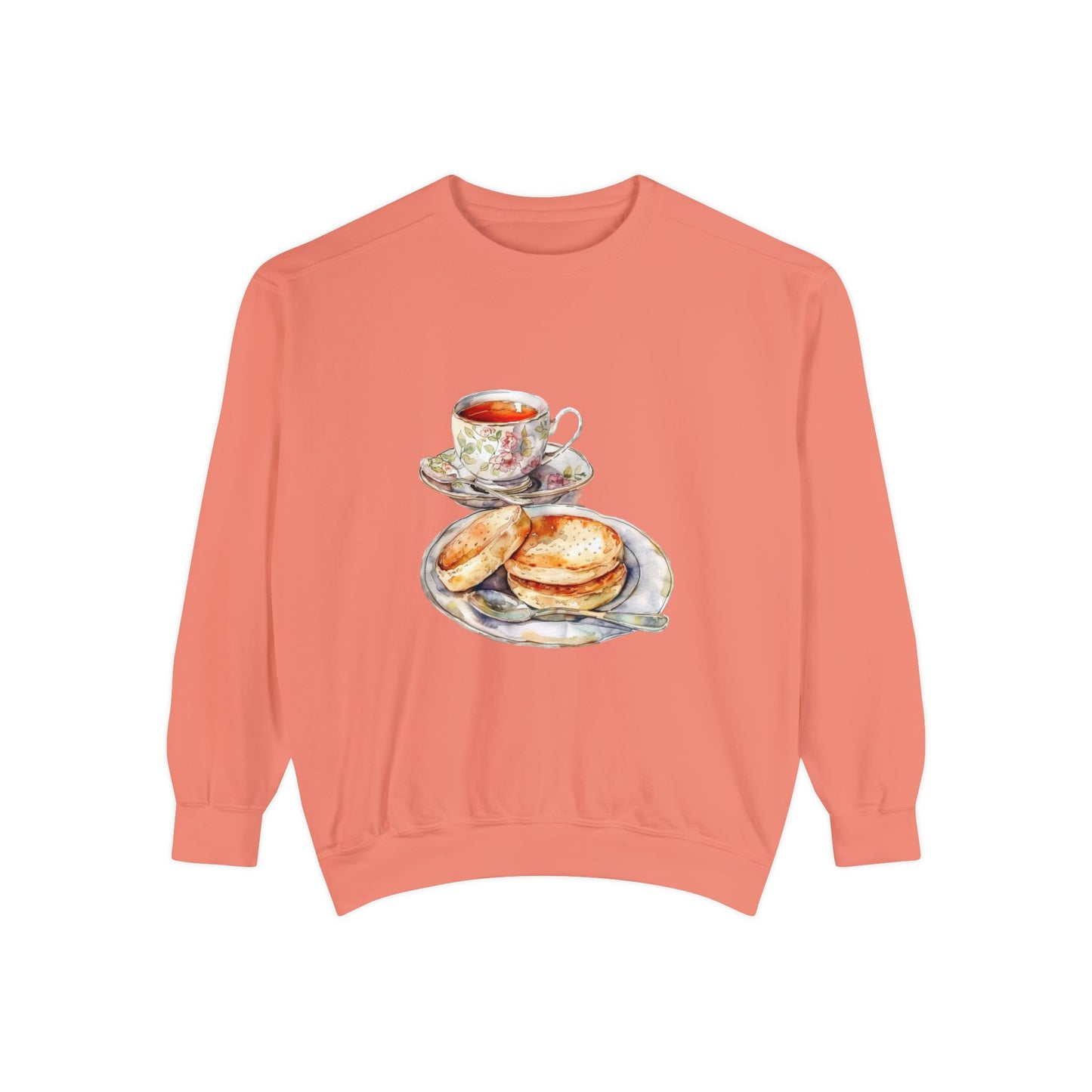 Unisex Garment-Dyed Sweatshirt- British Royal Breakfast - Elegant and Opulent Morning Feast