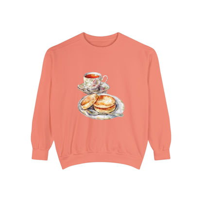 Unisex Garment-Dyed Sweatshirt- British Royal Breakfast - Elegant and Opulent Morning Feast