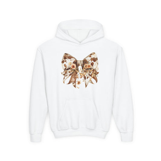 Floral Bow Youth Hoodie - Cozy Floral Design for Kids