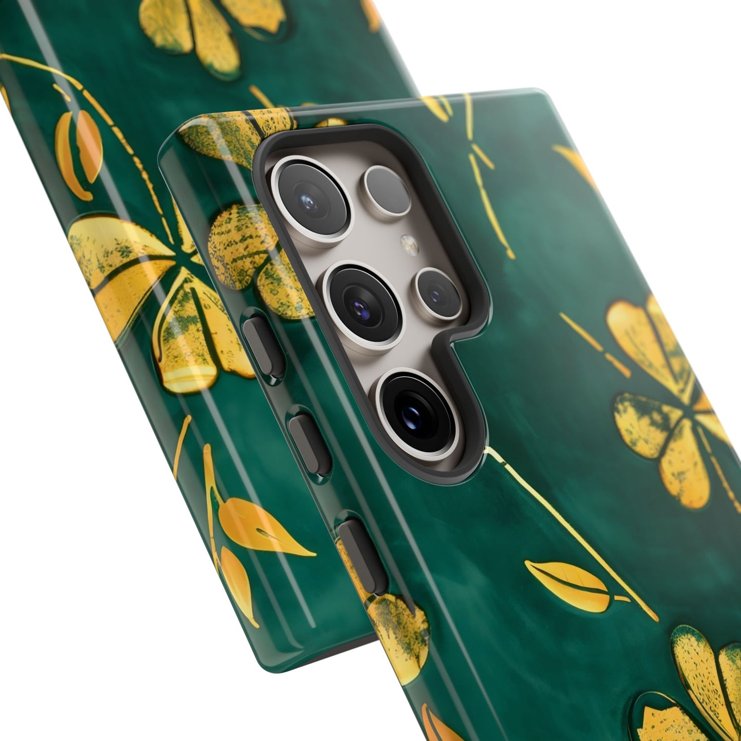 Floral Phone Case with Gold Accents, Tough Phone Cover, Stylish Phone Protector, Unique Gift for Her, Nature Lover Accessory