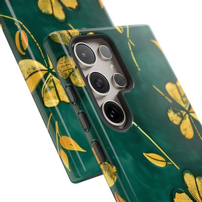 Floral Phone Case with Gold Accents, Tough Phone Cover, Stylish Phone Protector, Unique Gift for Her, Nature Lover Accessory
