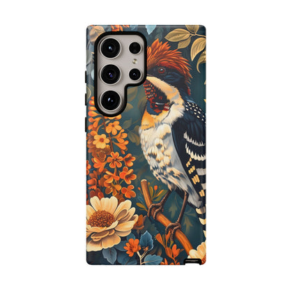Tough Cases: Floral Bird Phone Case, Vintage Style Cover, Nature Lover Gift, Botanical Design, Spring Inspire Fashion