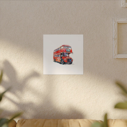 London Red Double-Decker Bus Art Canvas Print, Wall Decor for Travel Lovers, Home Office Gift, Unique Artwork for All Occasions