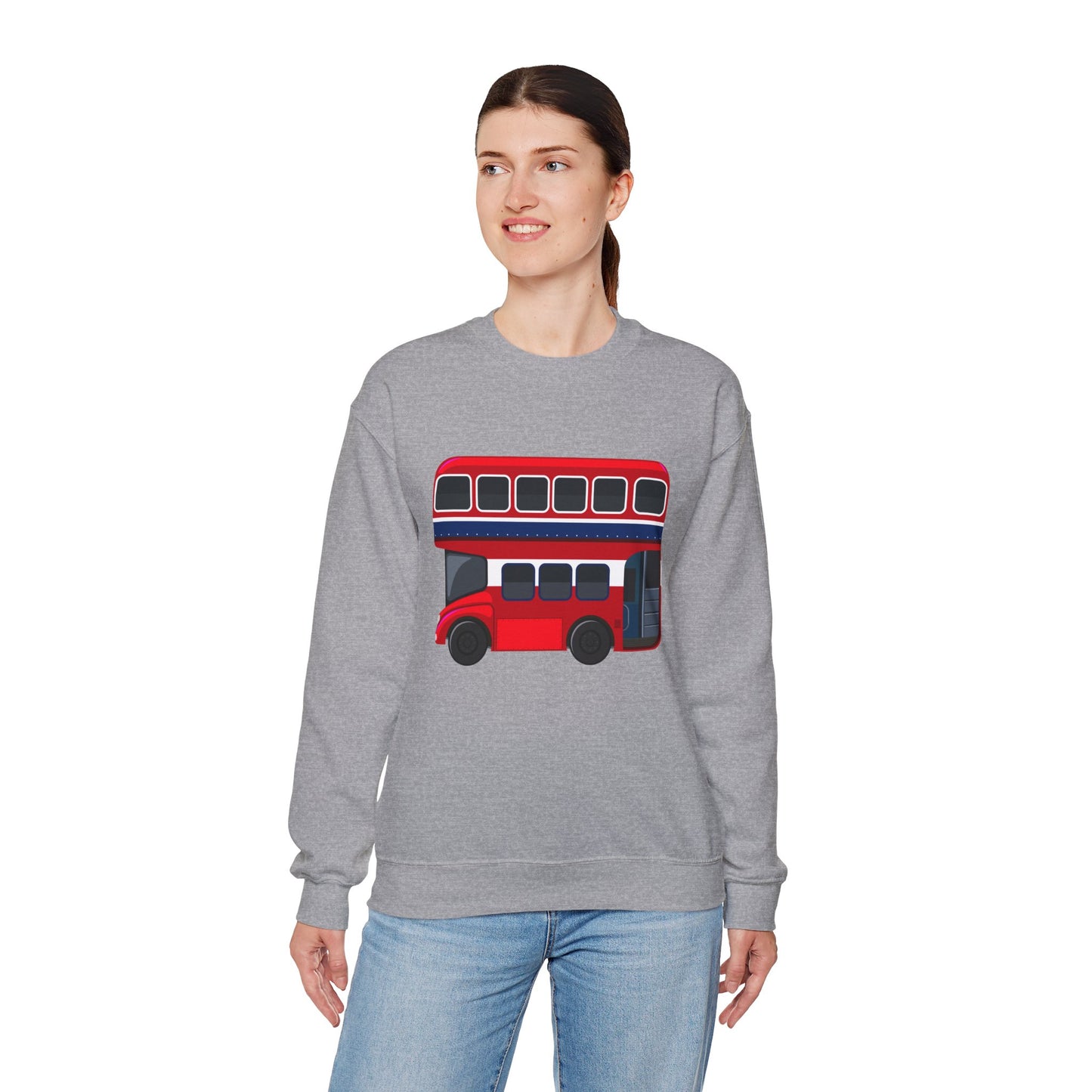 Unisex Heavy Blend™ Crewneck Sweatshirt - The Heart of London - Red Double-Decker Bus